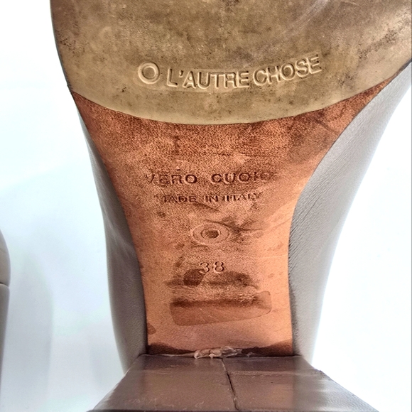 L'Autre Chose Size 7.5US 38EU Women's Square Toe Block Heel Leather Pumps - Picture 8 of 10